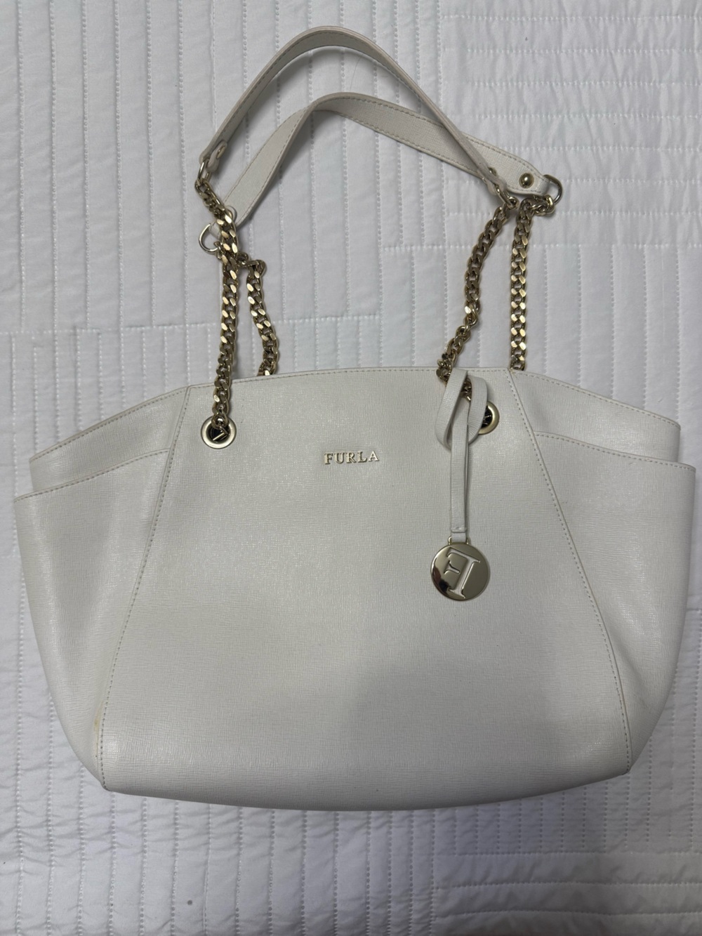 Furla Soft ivory Leather Chain-Handle Shoulder Bag - Picture 2 of 7